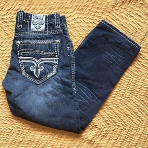 Men’s Straight Leg Rock Revival Blue Denim Jeans - Size 33.